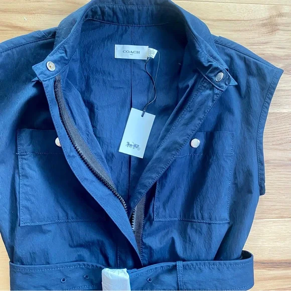 Coach Belted Navy Trench Dress NWT - Picture 12 of 16
